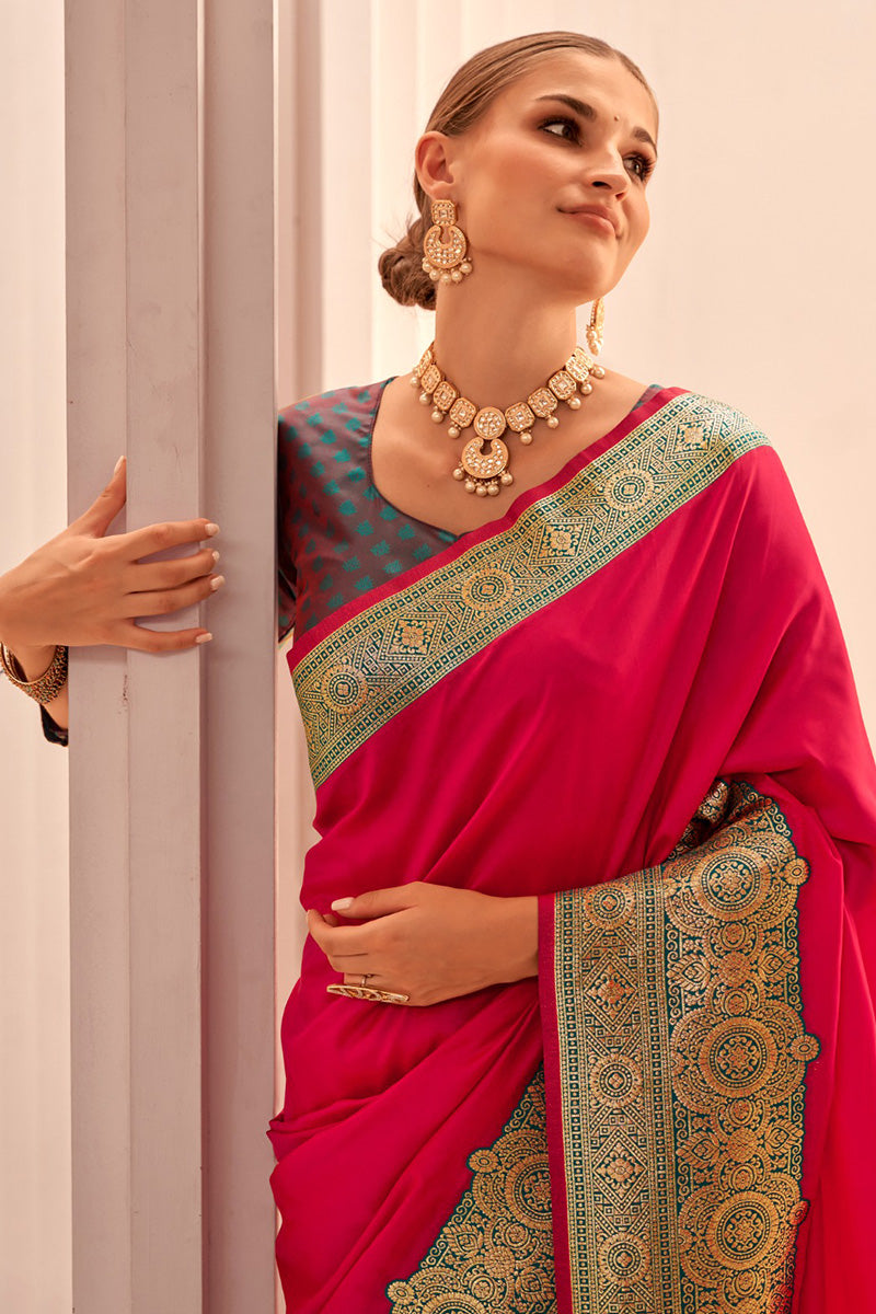 Pink & Multi Colour Banarasi Saree – Ethnic Silk Wear for Women RTI
