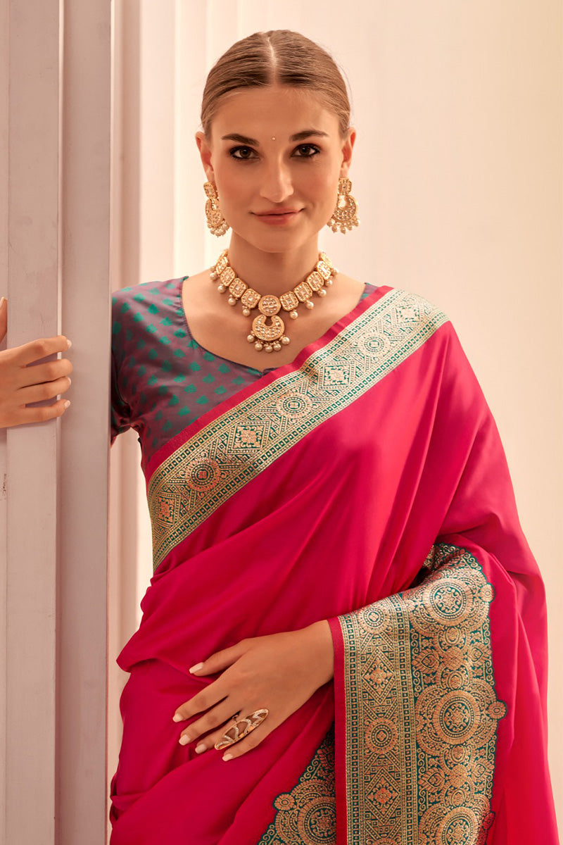 Pink & Multi Colour Banarasi Saree – Ethnic Silk Wear for Women RTI