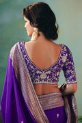 Royal Purple Silk Embroidered Saree with Zari Border RTI