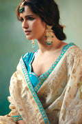 Cream Silk Saree with Intricate Zari and Embroidery Work RTI