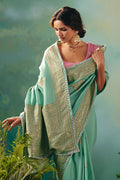 Graceful Sky Blue Silk Saree – Perfect for Wedding & Party Wear RTI