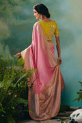 Light Pink Silk Saree with Contrast Zari Border – Bridal & Festive Look RTI