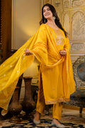 Elegant Mustard Embroidered Salwar Kameez Set with Dupatta LF