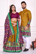 Designer Look Dola Silk Lehenga Choli Kurta Pajama Couple Combo RTI