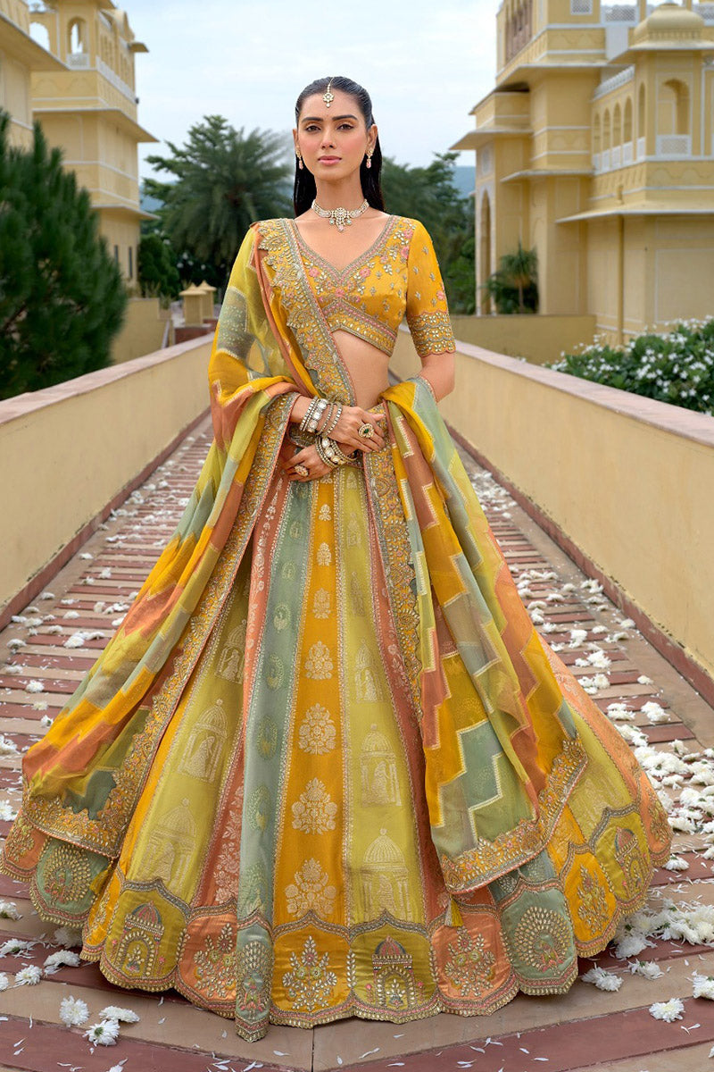 Hand-Embroidered Multi Color Lehenga Set – Indian Ethnic Wear UK RTI