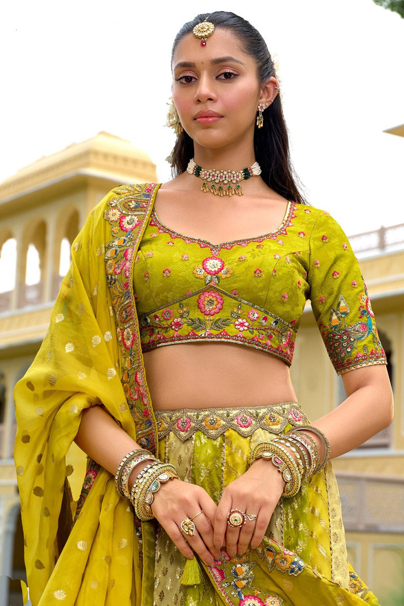 Luxury Yellow Embroidered Lehenga – Ideal for Engagement or Sangeet RTI