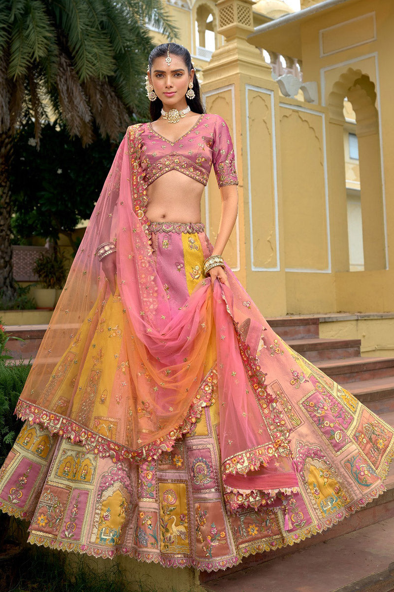Royal Rose-Pink Embroidered Lehenga – Designer Wedding Outfit UK RTI