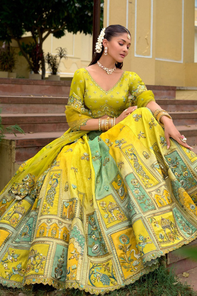 Yellow Embroidered Lehenga Set – Wedding & Festive Wear RTI