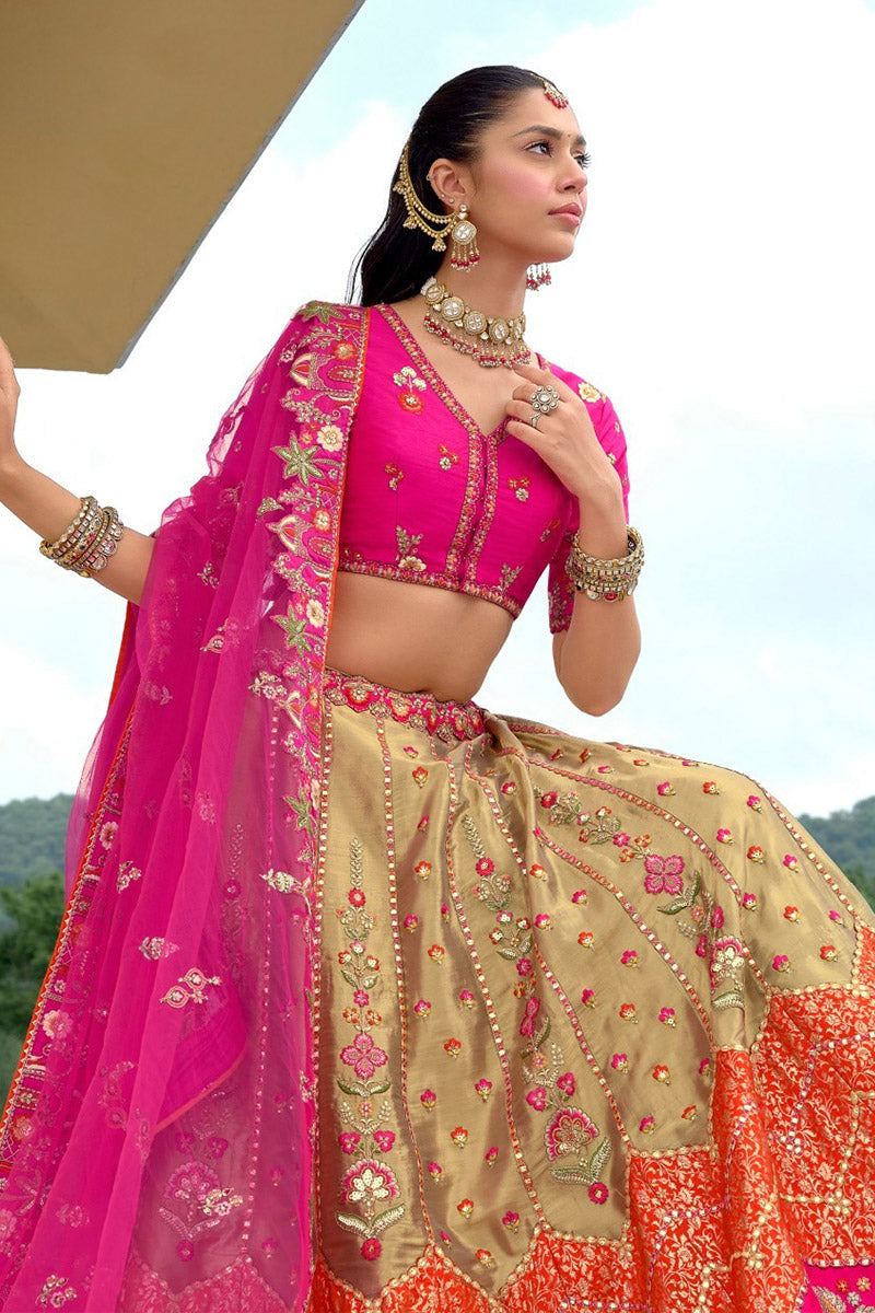 Pink-Peach Embroidered Lehenga – Party & Bridal Wear UK RTI