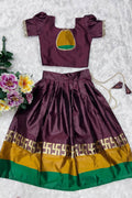 Heritage Silk Lehenga Choli for Girls – Dark Burgundy Festive Dress RTI