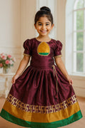 Heritage Silk Lehenga Choli for Girls – Dark Burgundy Festive Dress RTI