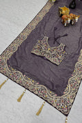 Purple Embroidered  Mono Silk Saree with Heavy Border – Designer Ethnic Wear RTI