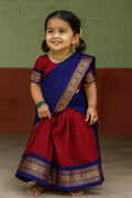 Festive Indian Saree Dress for Girls – Maroon & Blue Kids Traditional Wear RTI