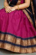 Traditional Indian Kids Dress – Pink & Navy Blue Saree Outfit RTI