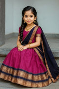 Traditional Indian Kids Dress – Pink & Navy Blue Saree Outfit RTI