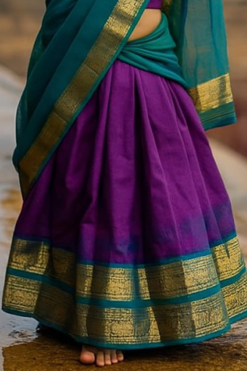 Wedding & Party Wear Indian Dress for Kids – Teal Saree Style Outfit RTI