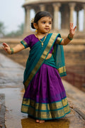 Wedding & Party Wear Indian Dress for Kids – Teal Saree Style Outfit RTI