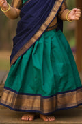 Teal Green Pattu Pavadai for Girls | Indian Saree Dress UK RTI