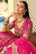 Elegant Rani Pink Bridal Lehenga with Heavy Embroidery & Rani Pink Dupatta RTI