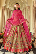Traditional Multi Colour Embroidered Lehenga with Vibrant Rani Pink Dupatta RTI