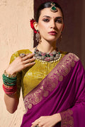 Georgette Saree in Fuchsia Purple with Elegant Gold Zari Detailing RTI