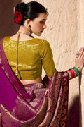 Georgette Saree in Fuchsia Purple with Elegant Gold Zari Detailing RTI