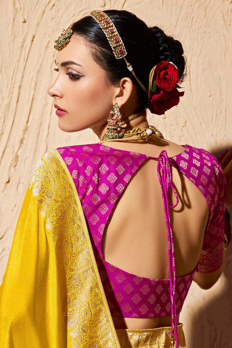 Festive wear Yellow Saree with Gold Embroidery – Traditional Look RTI