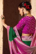 Green Georgette Saree with Gold Border – Bridal & Festive Wear RTI