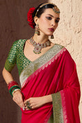 Georgette Saree in Pink with Elegant Gold Zari Detailing RTI