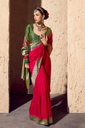 Georgette Saree in Pink with Elegant Gold Zari Detailing RTI