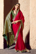 Georgette Saree in Pink with Elegant Gold Zari Detailing RTI