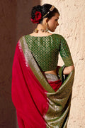 Georgette Saree in Pink with Elegant Gold Zari Detailing RTI