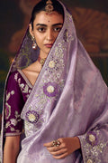 Lavender Festive Silk Saree with Luxury Embellishment RTI