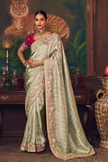 Multi Color Bridal-Style Satin-Silk Saree with Ornate Embroidery RTI