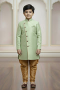 Boys Green Kurta Pajama for Eid & Weddings – Gold Trim Design RTI