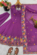 Elegance and Comfort Floral Embroidered Anarkali Suit with Dupatta in Pink RTI