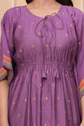 Elegant Purple Floral Cotton Kaftan & Palazzo Set — Boho-Chic Ethnic Tunic Suit RTI