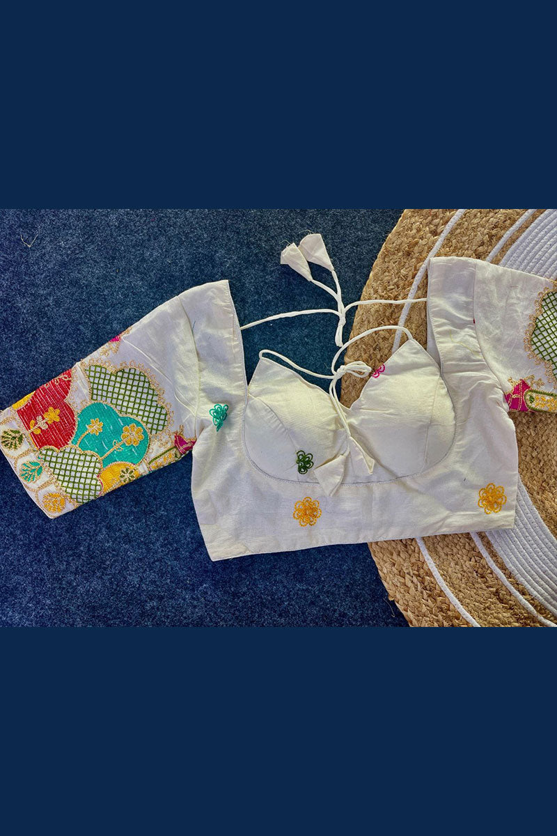 Hand-Embroidered Animal & Floral Motif Blouse RTI