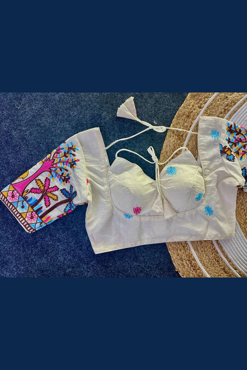 Vibrant Embroidered Sleeve Blouse for Festivals RTI