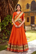 Orange Indian Lehenga Choli – Zari Work Festive Outfit RTI