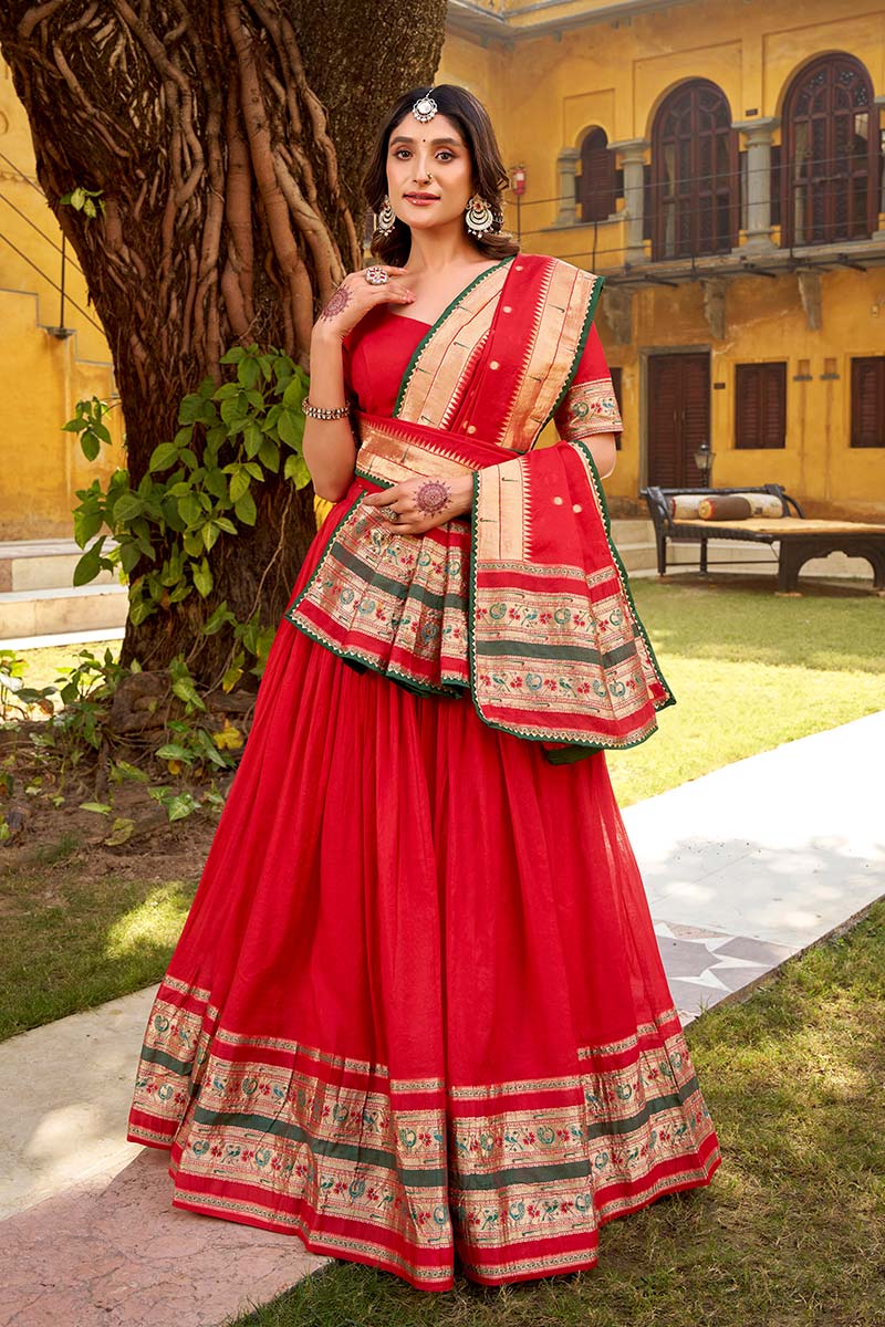 Red Designer Fancy Lehenga Choli – Perfect for Functions RTI