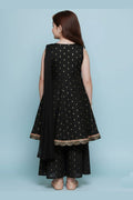Girls Black & Gold Ethnic Anarkali Dress with Dupatta – Party & Festival Wear RTI