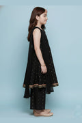 Girls Black & Gold Ethnic Anarkali Dress with Dupatta – Party & Festival Wear RTI