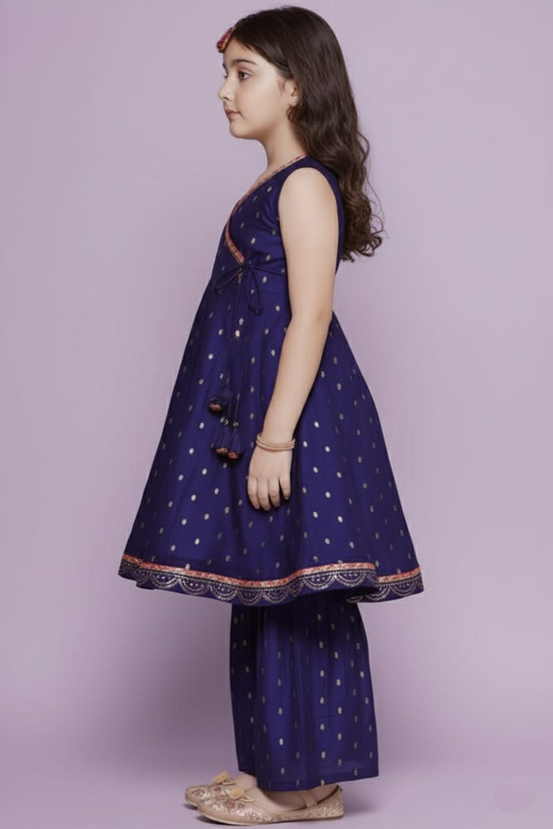 Navy Blue Ethnic Anarkali Dress for Girls with Dupatta RTI