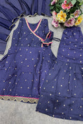 Navy Blue Ethnic Anarkali Dress for Girls with Dupatta RTI