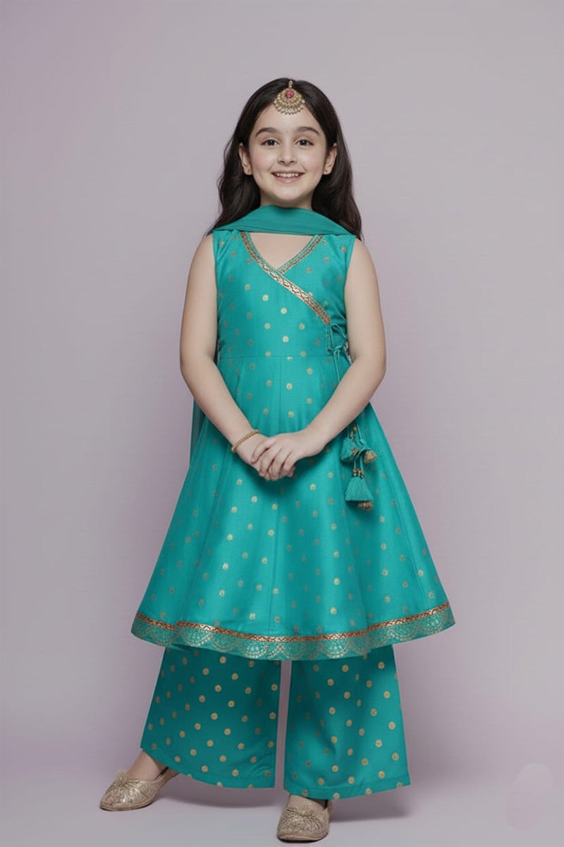 Luxury Rama Blue Ethnic Anarkali Set for Girls with Dupatta RTI