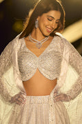 Elegant Silver Embellished Bridal Lehenga with Detailed Embroidery KF