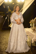 Elegant Silver Embellished Bridal Lehenga with Detailed Embroidery KF