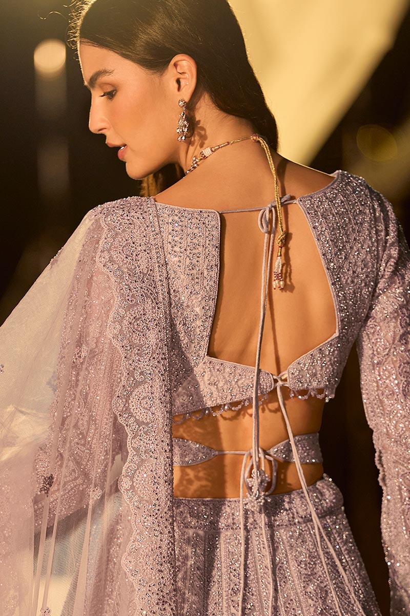Lavender Bridal Lehenga Set with Handcrafted Embellishments KF