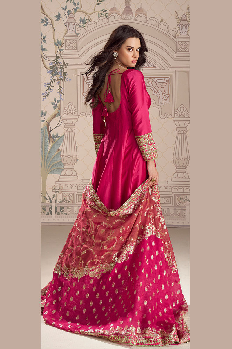 Magenta Embroidered Gown with Dupatta – Festive & Wedding Wear PR